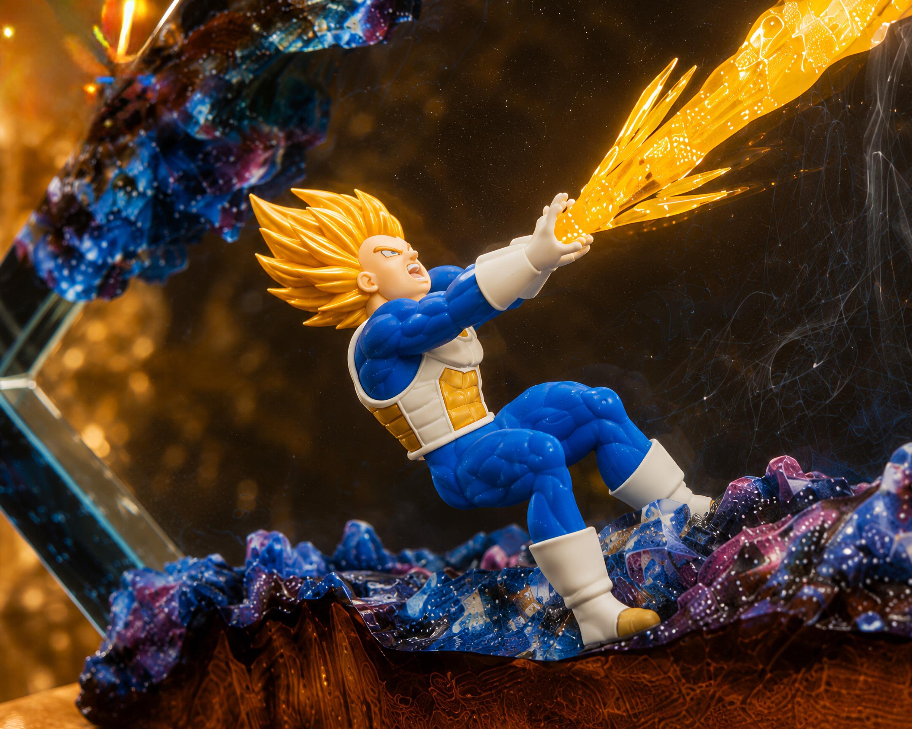 Vegeta Final Flash Resin LED Lamp – Handmade Dragon Ball Inspired Anime Display | Premium Epoxy Crystal Night Light | Gamer & Anime Fan Gift